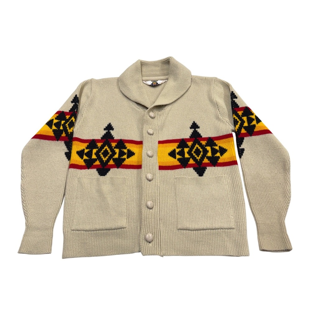 Vintage Miller Southwestern Cowichan Collar Cardigan Sweater Mens Medium  Knit